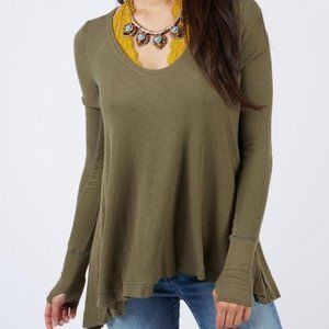 We The Free Army Green Mailbu thermal top